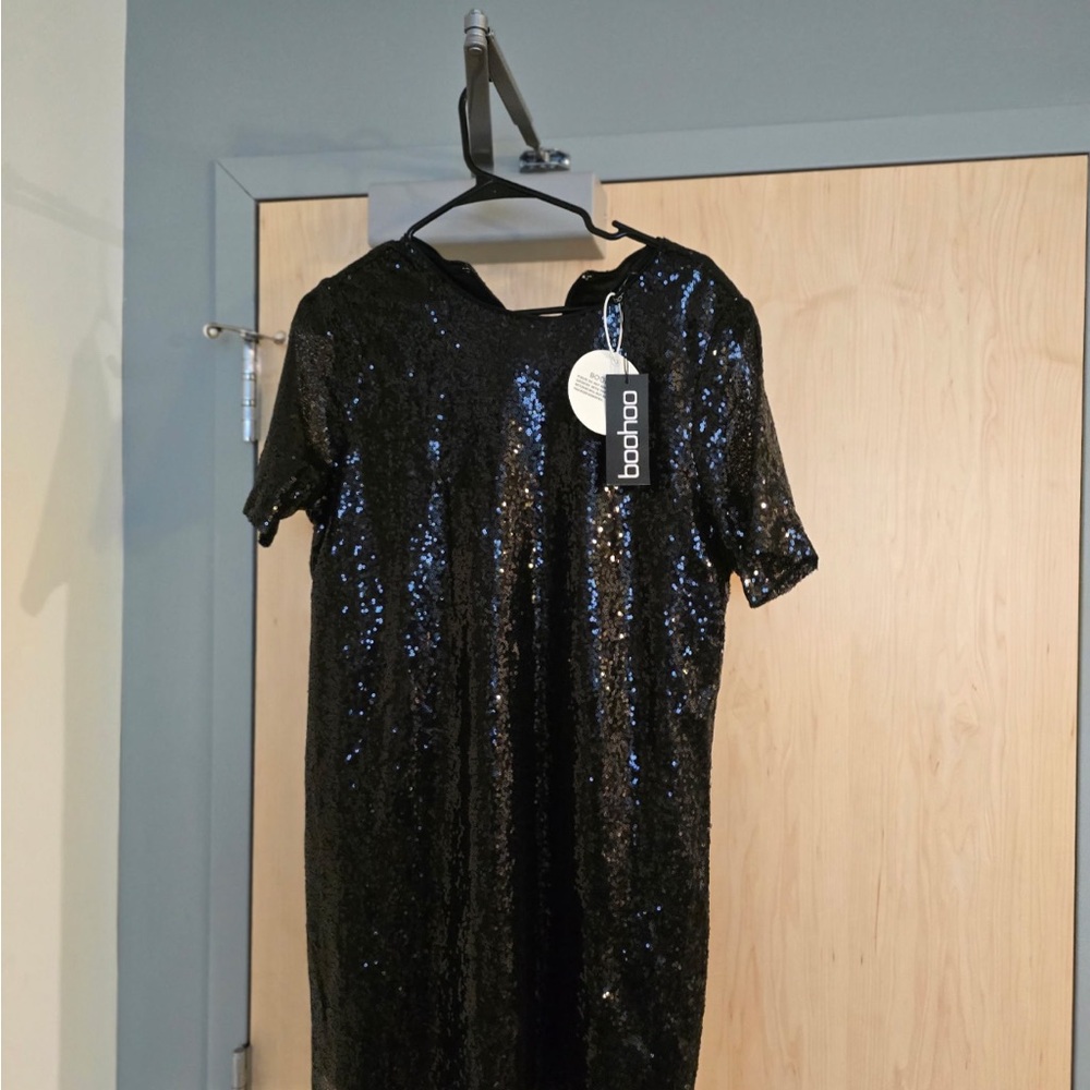 Boohoo Shimmering Black Sequin Dress